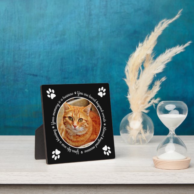 Cat Memorial Paw Prints Photo Plaque (Insitu)