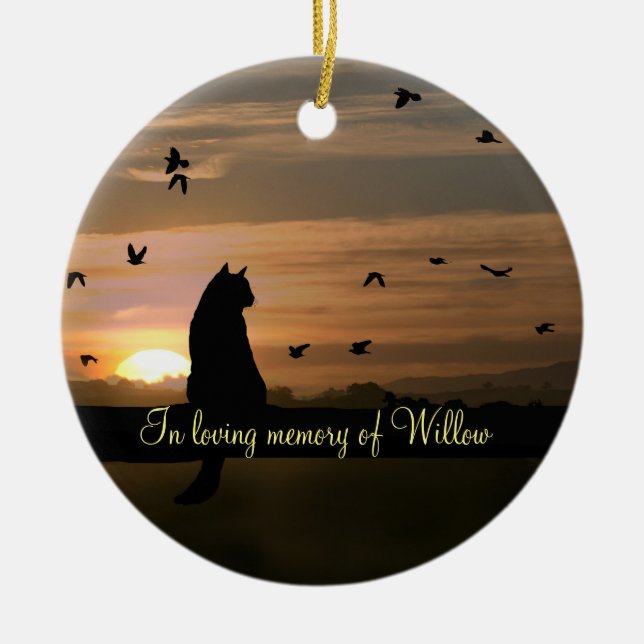 Cat Memorial Sympathy  Tribute Ceramic Tree Decoration (Front)