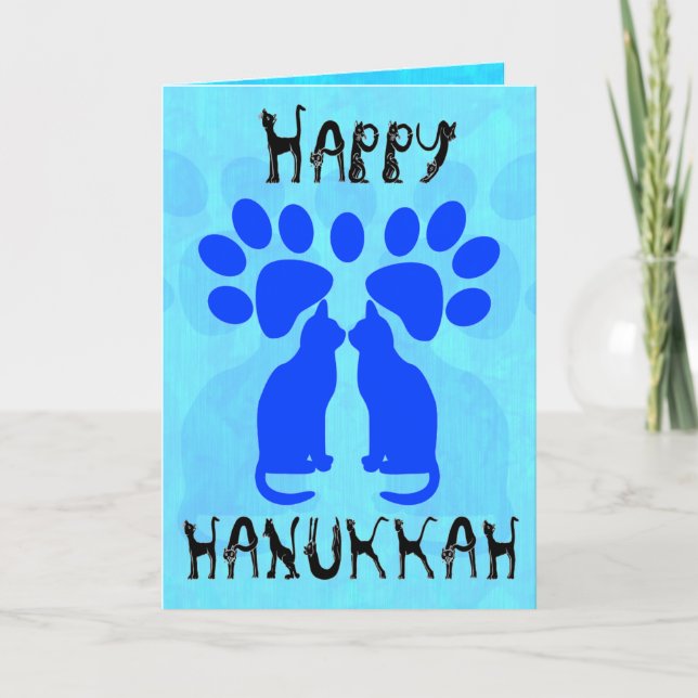 Cat Menorah Chanukah Cards (Front)