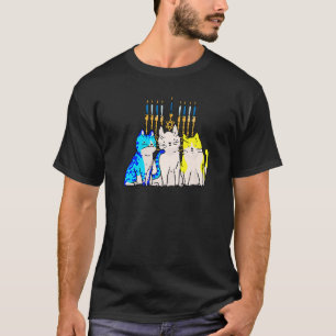 Cat Menorah Hanukkah Cute Kitten Chanukah Jewish H T-Shirt