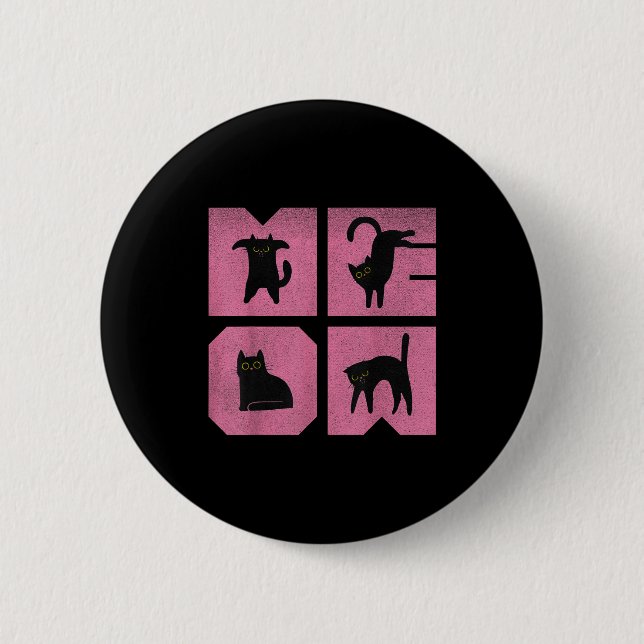 Cat - Meow Art  6 Cm Round Badge (Front)