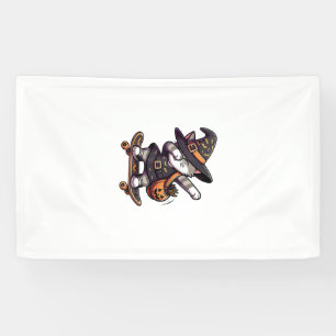 Cat Meow Debbing On Skateboad Apparel Kids Hallowe Banner