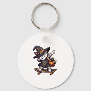 Cat Meow Debbing On Skateboad Apparel Kids Hallowe Key Ring
