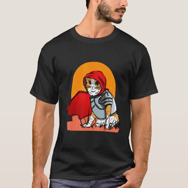 Cat  Meow Hero Knight T-Shirt (Front)