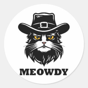 Cat Meow Howdy Funny Cat Classic Round Sticker