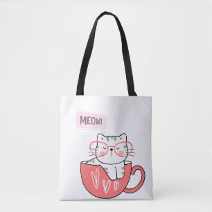 cat meow in a cup  tote bag