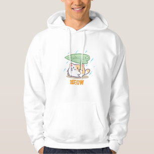 cat meow in raining amazing design hoodie