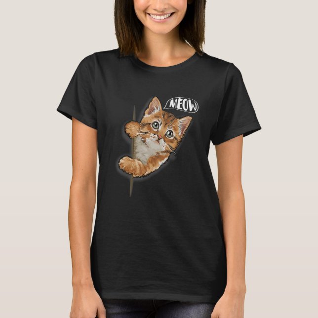 Cat  Meow Kitty  Cats Mom And Cat Dad Pet T-Shirt (Front)