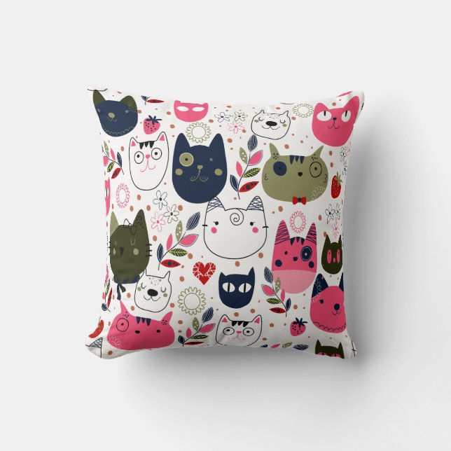 cat meow pattern cushion (Front)