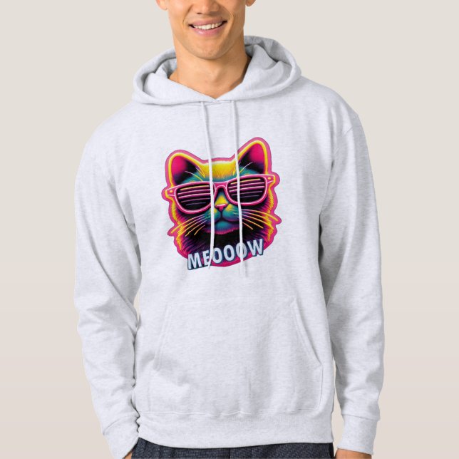 Cat Meow with sunglasses T-Shirt Hoodie (Front)