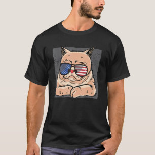 Cat Meowica Usa Flag Sunglasses For Kitten Feline  T-Shirt