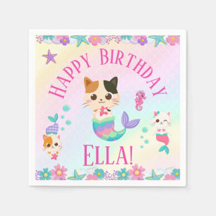 Cat Meowmaid Mermaid Girl Birthday Party  Napkin