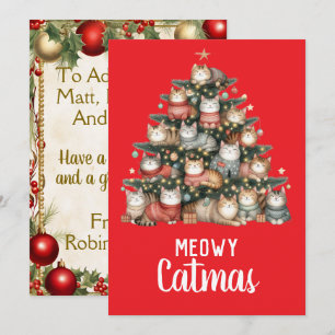 Cat Meowy Catmas Christmas Tree Holiday Card