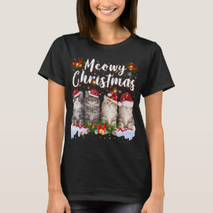 Cat Meowy Family Matching Christmas Pajamas Santa T-Shirt