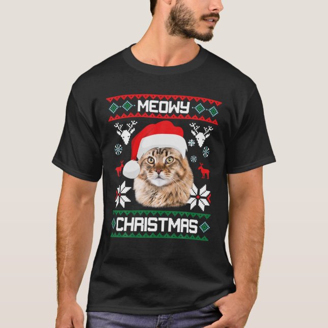 Cat Meowy Family Matching Christmas Pyjamas Santa T-Shirt (Front)