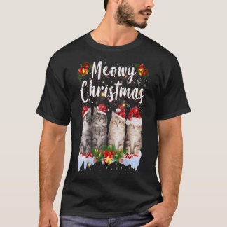 Cat Meowy Family Matching Christmas Pyjamas Santa T-Shirt