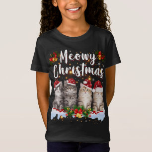 Cat Meowy Family Matching Christmas Pyjamas Santa T-Shirt
