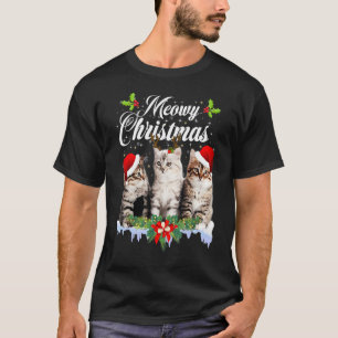 Cat Meowy Family Matching Christmas Pyjamas Santa  T-Shirt