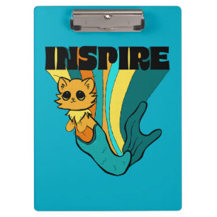 Cat Mermaid ASL Inspire Spiral Photo Notebook Clipboard