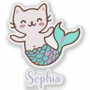 Cat Mermaid Cute Girly Script Meowmaid Purrmaid