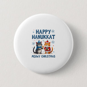 Cat Merry Christmas Happy Hanukkah Jewish Christia 6 Cm Round Badge