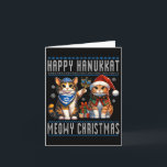 Cat Merry Christmas Happy Hanukkah Jewish Christia Card<br><div class="desc">Cat Merry Christmas Happy Hanukkah Jewish Christian</div>