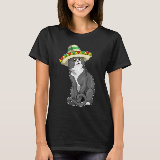 Cat Mexican hat T-Shirt (Front)