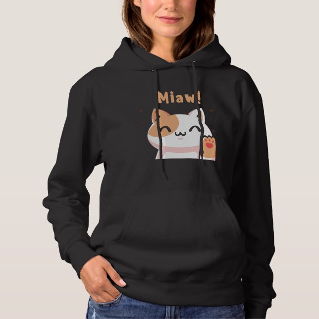 Cat Miaw-Kitty-Cute Cat-Funny Hoodie (Front)