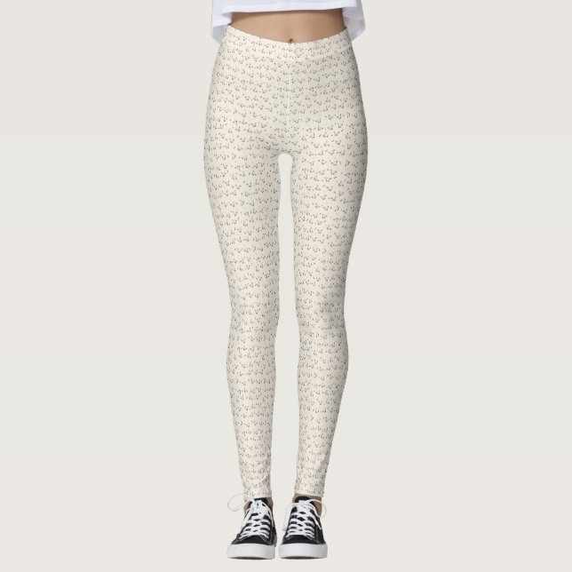Cat Microprint Leggings – Soft Beige (Front)
