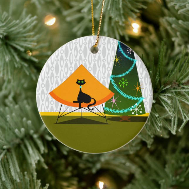 Cat - Mid Century Modern Ceramic Tree Decoration (Tree)