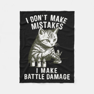 Cat Miniature Painter Battle Damage Funny Miniatur Fleece Blanket