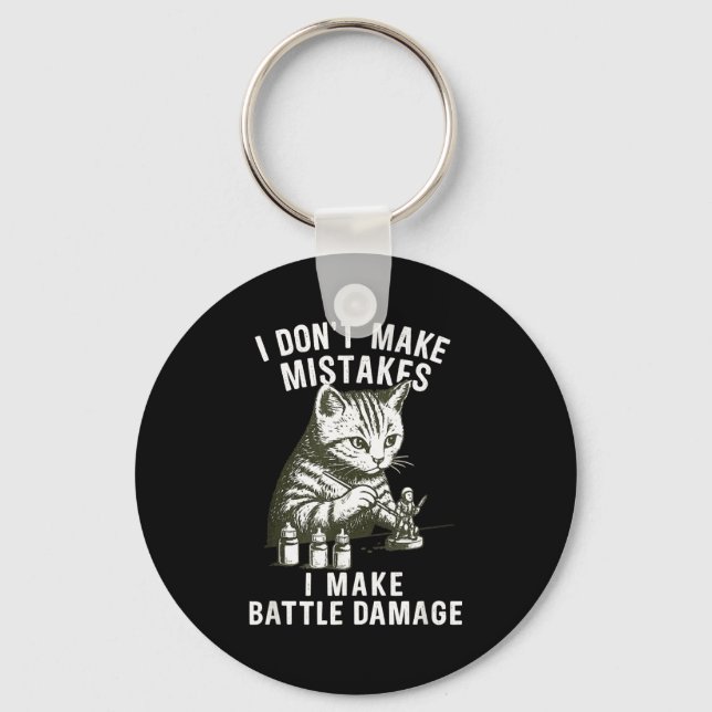 Cat Miniature Painter Battle Damage Funny Miniatur Key Ring (Front)