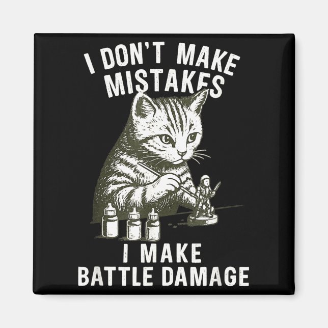 Cat Miniature Painter Battle Damage Funny Miniatur Magnet (Front)