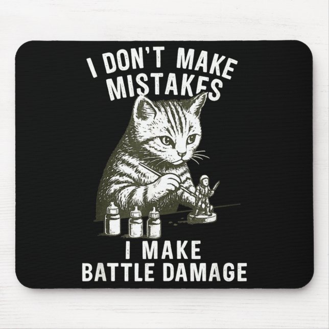 Cat Miniature Painter Battle Damage Funny Miniatur Mouse Mat (Front)
