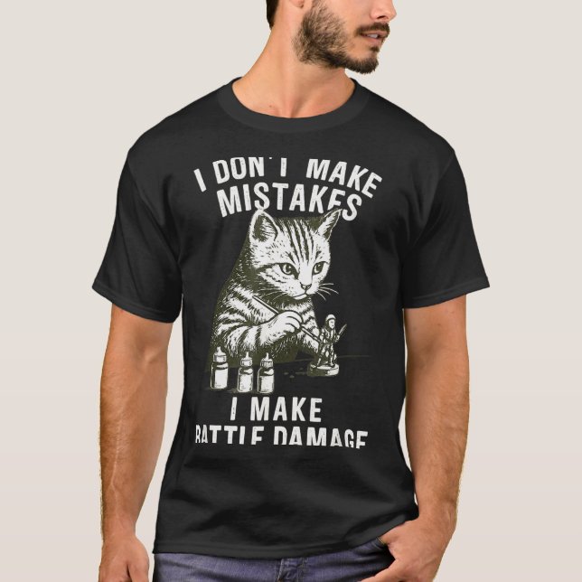 Cat Miniature Painter Battle Damage Funny Miniatur T-Shirt (Front)