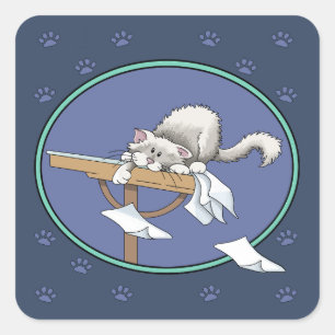 Cat mischief pattern square sticker