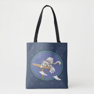 Cat mischief pattern tote bag