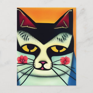 Cat mixed media  postcard