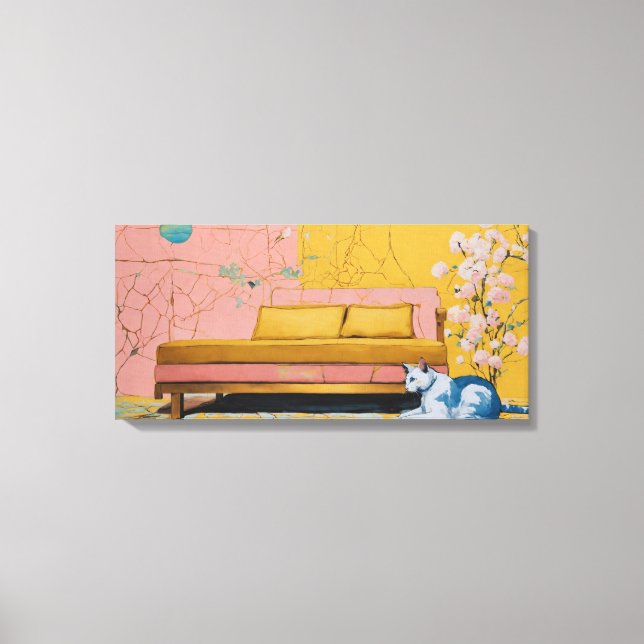 Cat Modern Colourful Wrapped Art Canvas Print (Front)