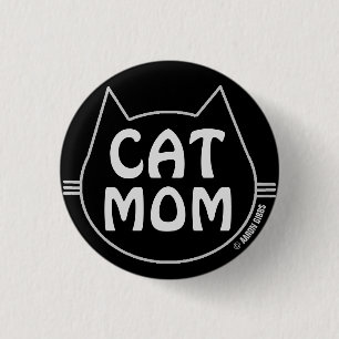CAT MOM Black and White 3 Cm Round Badge