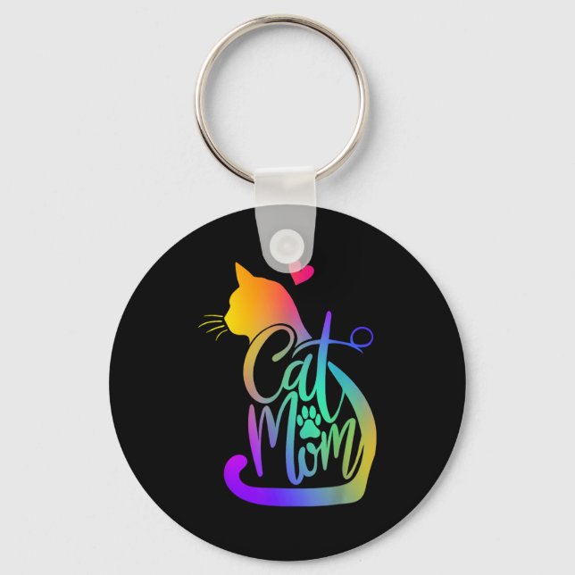 Cat Mom Cat Lover Cute Mother's Day Mama I Love My Key Ring (Front)
