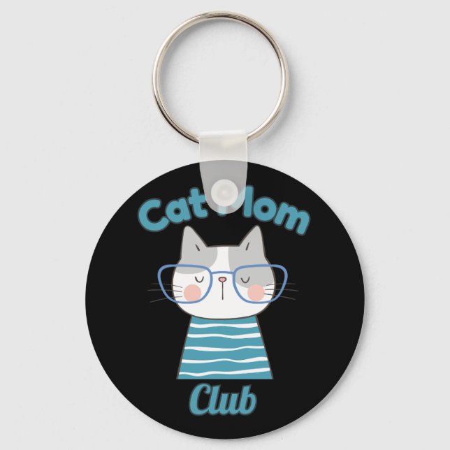 Cat Mom Club – Funny Feline Lover for Pet Parents Key Ring (Front)
