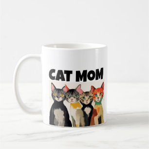 CAT MOM COLORFUL CATS ART COFFEE MUG
