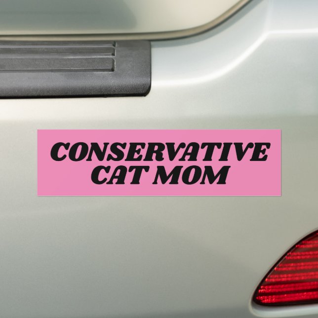 CAT MOM CONSERVATIVE PINK BUMPER STICKER (On Car)