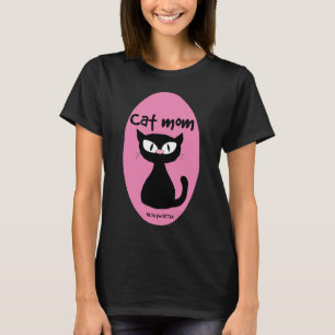 CAT MOM Cute Pink and Black Cat T-Shirt