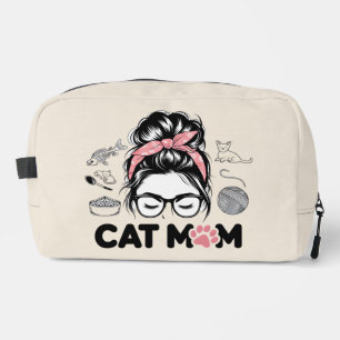 "Cat Mom" Funny Cute Cat Lover Women Dopp Kit