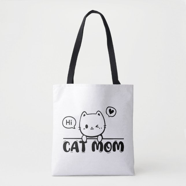 cat mom funny cute gift lover black Tote (Front)