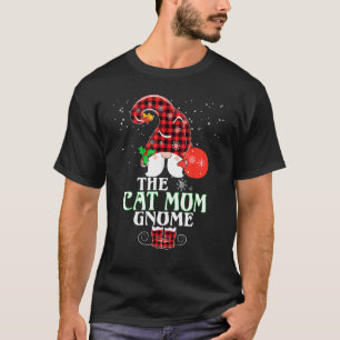 Cat Mom Gnome Buffalo Plaid Matching Family Christ T-Shirt