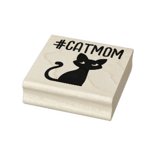 CAT MOM HASHTAG #CATMOM RUBBER STAMP