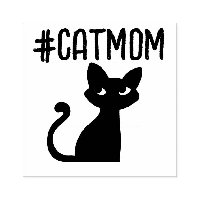 CAT MOM HASHTAG #CATMOM Wood Art Stamp (Imprint)
